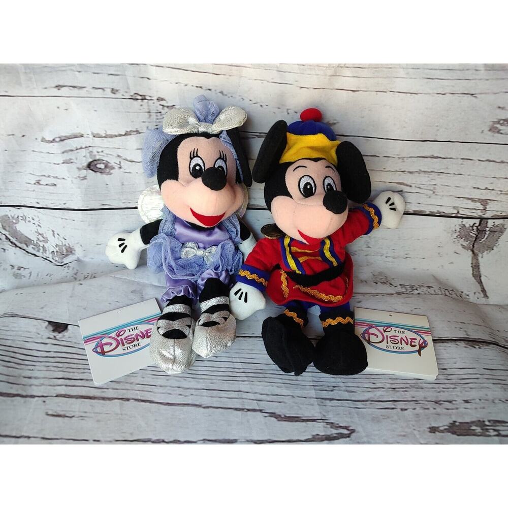 Disney MICKEY AND SUGAR PLUM MINNIE NUTCRACKER Bean Bag Plush Beanie Christmas